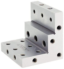 Suburban Tool - 3" Wide x 2-3/4" Deep x 3" High Steel Precision-Ground Angle Plate - Stepped Plate, Machined Holes on Surface, Open End, 9/16" Thick, Single Plate - Exact Tool & Supply