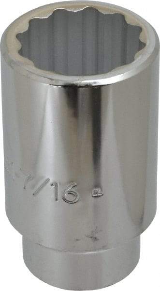 Proto - 1-7/16", 1/2" Drive, Deep Hand Socket - 12 Points, 3-1/2" OAL, Chrome Finish - Exact Tool & Supply