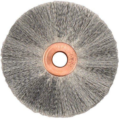 2″ Small Diameter Crimped Wire Wheel, .003″ Steel Fill, 1/4″ Arbor Hole - Exact Tool & Supply