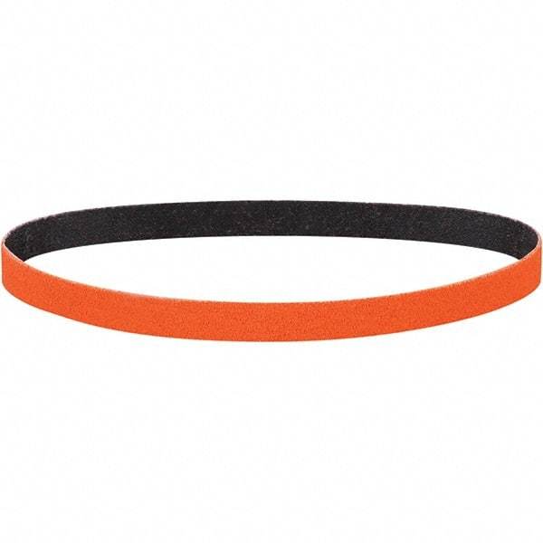 Dynabrade - 3/4" Wide x 34" OAL, 80 Grit, Ceramic Abrasive Belt - Ceramic, Coated, Y Weighted Cloth Backing, Wet/Dry - Exact Tool & Supply