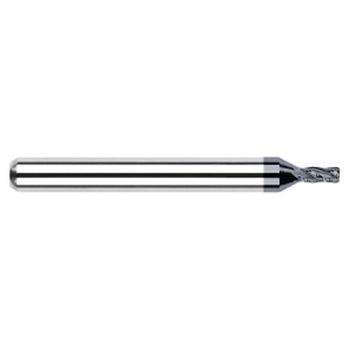 Miniature End Mills - Stub & Standard - 0.0620″ (1/16″) Cutter Diameter × 0.0100″ Radius × 0.0930″ (3/32″) Length of Cut Carbide Corner Radius End Mill, 4 Flutes, AlTiN Coated - Exact Tool & Supply