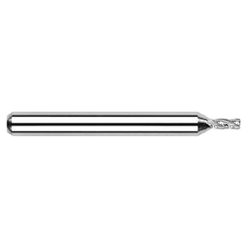 Miniature End Mills - Stub & Standard - 0.0780″ (5/64″) Cutter Diameter × 0.0100″ Radius × 0.1180″ Length of Cut Carbide Corner Radius End Mill, 4 Flutes - Exact Tool & Supply