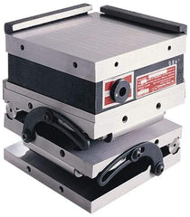 Suburban Tool - 6" Long x 6" Wide x 5-3/8" High, Compound, Standard Pole, Steel Sine Plate & Magnetic Chuck Combo - 0.0002" Tolerance, Square to 0.0002", (2) Hardened & Ground Rails, (2) Locking Straps & Handle - Exact Tool & Supply