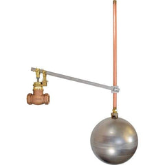 Control Devices - 1/2" Pipe, Brass & Bronze, Globe Pattern-Single Seat, Mechanical Float Valve - 100 psi, FIP x FIP End Connections - Exact Tool & Supply