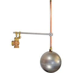 Control Devices - 1/2" Pipe, Brass & Bronze, Angle Pattern-Single Seat, Mechanical Float Valve - 100 psi, FIP x FIP End Connections - Exact Tool & Supply
