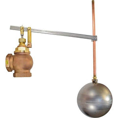 Control Devices - 2" Pipe, Brass & Bronze, Angle Pattern-Single Seat, Mechanical Float Valve - 75 psi, FIP x FIP End Connections - Exact Tool & Supply