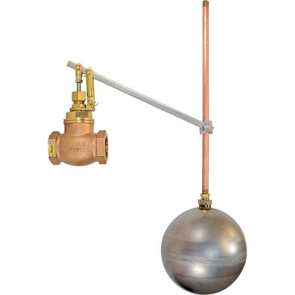 Control Devices - 1" Pipe, Brass & Bronze, Globe Pattern-Single Seat, Mechanical Float Valve - 100 psi, FIP x FIP End Connections - Exact Tool & Supply