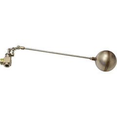 Control Devices - 1/2" Pipe, Stainless Steel, Angle Pattern-Double Seat, Mechanical Float Valve - 100 psi, FIP End Connections - Exact Tool & Supply