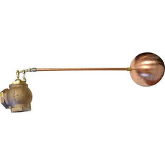 Control Devices - 3" Pipe, Brass & Bronze, Angle Pattern-Double Seat, Mechanical Float Valve - 75 psi, FIP End Connections - Exact Tool & Supply