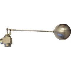 Control Devices - 2" Pipe, Stainless Steel, Angle Pattern-Double Seat, Mechanical Float Valve - 75 psi, FIP End Connections - Exact Tool & Supply