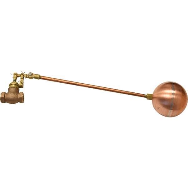 Control Devices - 1/2" Pipe, Brass & Bronze, Globe Pattern-Double Seat, Mechanical Float Valve - 100 psi, FIP End Connections - Exact Tool & Supply