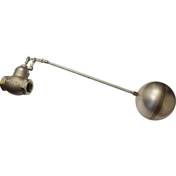 Control Devices - 1-1/2" Pipe, Stainless Steel, Globe Pattern-Double Seat, Mechanical Float Valve - 100 psi, FIP End Connections - Exact Tool & Supply