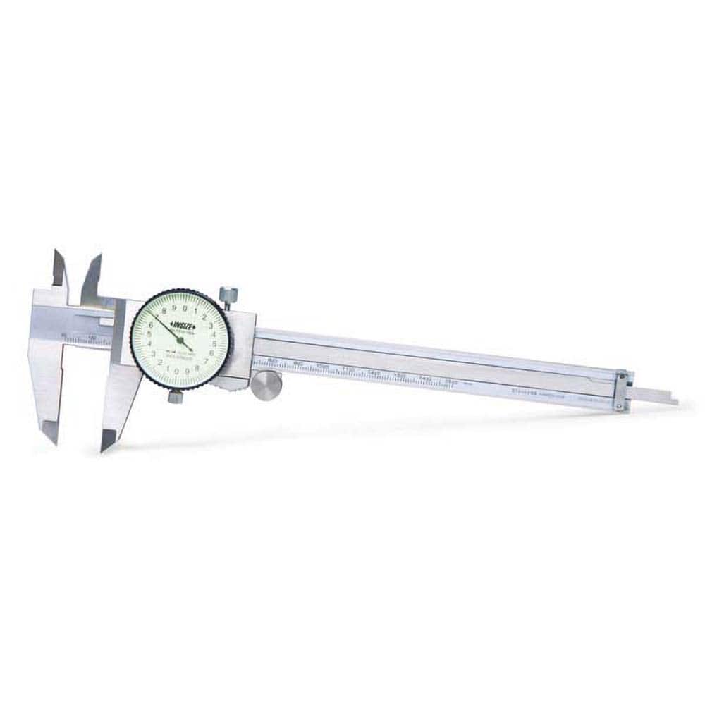 Insize USA LLC - Dial Calipers; Maximum Measurement (mm): 200 ; Dial Graduation (mm): 0.0200 ; Accuracy (mm): +/-0.03 ; Jaw Length (mm): 48.00 ; Range Per Revolution (mm): 2.00 ; Dial Face Color: White - Exact Tool & Supply