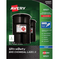AVERY - Pack of (50), 8-1/2" x 11" White Synthetic Film ID Labels - Exact Tool & Supply