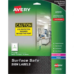 AVERY - Pack of (15), 7" x 10" White Polyester Durable Square Labels - Exact Tool & Supply