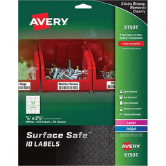 AVERY - Pack of (825), 7/8" x 2-5/8" White Polyester Durable Square Labels - Exact Tool & Supply