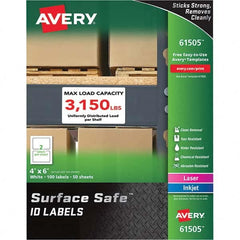 AVERY - Pack of (100), 4" x 6" White Polyester Durable Square Labels - Exact Tool & Supply