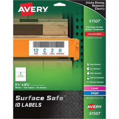 AVERY - Pack of (150), 3-1/4" x 8-3/8" White Polyester Durable Square Labels - Exact Tool & Supply