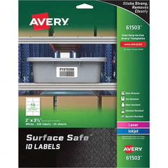 AVERY - Pack of (250), 2" x 3-1/2" White Polyester Durable Square Labels - Exact Tool & Supply