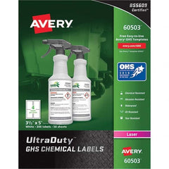 AVERY - Pack of (200), 3-1/2" x 5" White Synthetic Film ID Labels - Exact Tool & Supply