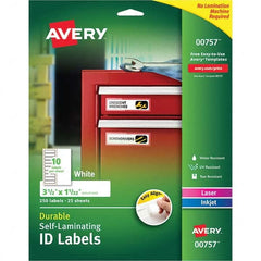 AVERY - Pack of (250), 1-1/32" x 3-1/2" White Paper Self Laminating Labels - Exact Tool & Supply