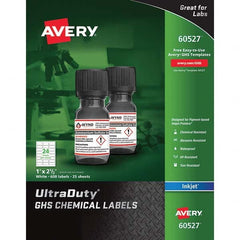 AVERY - Pack of (600), 1" x 2-1/2" White Synthetic Film ID Labels - Exact Tool & Supply