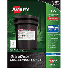 AVERY - Pack of (100), 4-3/4" x 7-3/4" White Synthetic Film ID Labels - Exact Tool & Supply
