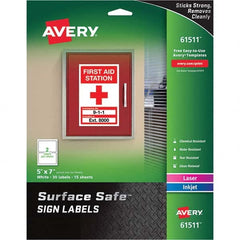 AVERY - Pack of (30), 5" x 7" White Polyester Durable Square Labels - Exact Tool & Supply