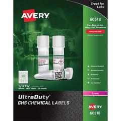 AVERY - Pack of (1500), 1" x 1-3/4" White Synthetic Film ID Labels - Exact Tool & Supply