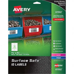 AVERY - Pack of (300), 1-5/8" x 3-5/8" White Polyester Durable Square Labels - Exact Tool & Supply
