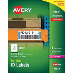 AVERY - Pack of (150), 3-1/4" x 8-3/8" White Paper Durable Square Labels - Exact Tool & Supply