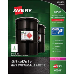 AVERY - Pack of (50), 8-1/2" x 11", White Synthetic Film ID Labels - Exact Tool & Supply