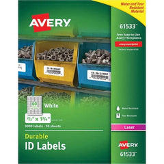 AVERY - Pack of (3000), 0.67" x 1-3/4" White Paper Durable Square Labels - Exact Tool & Supply