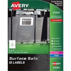 AVERY - Pack of (200), 3" x 5" White Polyester Durable Square Labels - Exact Tool & Supply