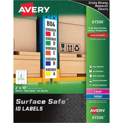 AVERY - Pack of (200), 2" x 10" White Polyester Durable Square Labels - Exact Tool & Supply