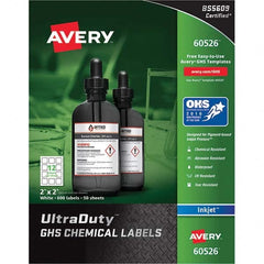AVERY - Pack of (600), 2" x 2" White Synthetic Film ID Labels - Exact Tool & Supply