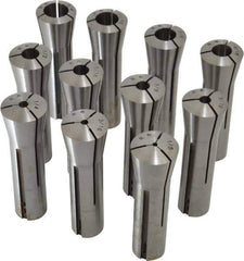 Lyndex - 11 Piece, 1/8" to 3/4" Capacity, R8 Collet Set - Increments of 1/16 Inch - Exact Tool & Supply