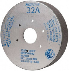 Norton - 9" Diam, 4-15/16" Hole Size, 2" Overall Thickness, 70 Grit, Type 35 Tool & Cutter Grinding Wheel - Medium Grade, Aluminum Oxide, J Hardness, Vitrified Bond, 2,550 RPM - Exact Tool & Supply