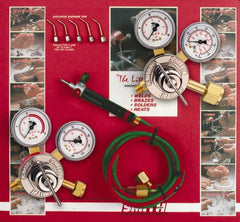 Miller/Smith - 9 Piece, Tip Number 3-7, Kits with Regulator Fittings for Propane, LP or Larger Industrial Acetylene Cylinders over 40 Cubic Ft. - Exact Tool & Supply