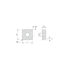 Turning Insert:  SCMT432PM AH645,  Solid Carbide TiAlN Finish,  Neutral,  1/2″ Inscribed Circle,  0.0310″ Corner Radius,  90.0 &deg N/A Square,  Series  SCMT