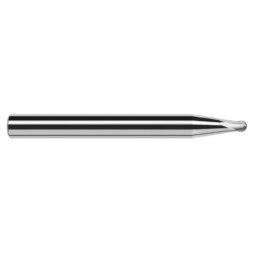3/16″ Dia. × 3/8″ Shank × 0.15″ DOC × 4″ OAL, Carbide Uncoated, 2 Flute, Ballnose End Mill - Exact Tool & Supply