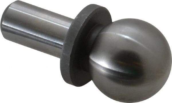 Jergens - 3/4" Ball Diam, 3/8" Shank Diam, Steel Inspection Tooling Ball - Slip-Fit Shank, 1-1/4" Ball Center to Shank Bottom, 1/2" Ball Center to Shoulder Bottom, with Shoulder - Exact Tool & Supply
