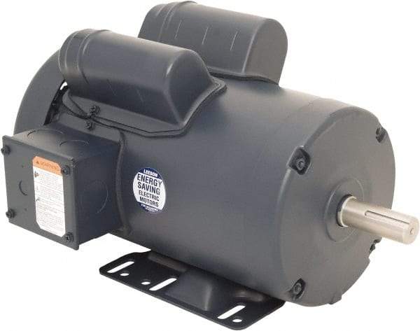 Leeson - 3 Max hp, 3,600 Max RPM, Capacitor Start Electric AC DC Motor - 230 V Input, Single Phase, 145T Frame, Rigid Base Mount, TEFC Enclosure - Exact Tool & Supply
