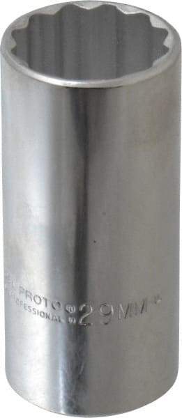 Proto - 1/2" Drive, Deep Hand Socket - 12 Points, 3-1/4" OAL, Chrome Finish - Exact Tool & Supply