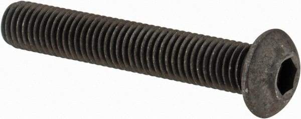 Value Collection - 1/4-28 UNF Hex Socket Drive, Button Screw - Alloy Steel, Black Oxide Finish, Fully Threaded, 1-1/2" Length Under Head - Exact Tool & Supply