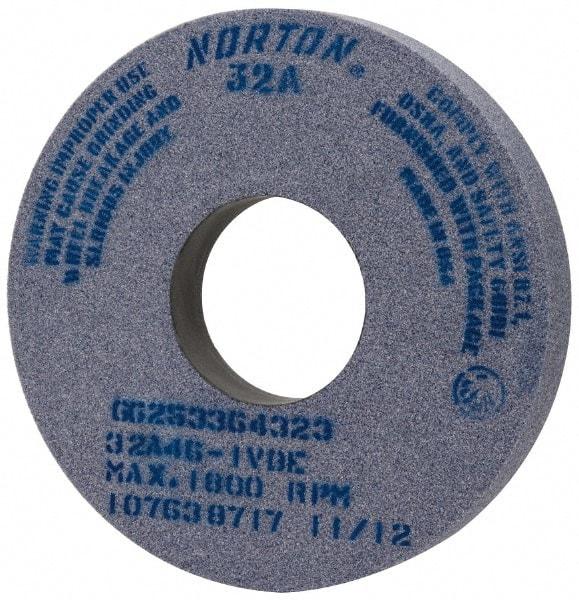 Norton - 14" Diam x 5" Hole x 2" Thick, I Hardness, 46 Grit Surface Grinding Wheel - Aluminum Oxide, Type 1, Coarse Grade, 1,800 Max RPM, Vitrified Bond, No Recess - Exact Tool & Supply