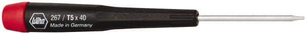 Wiha - T5 Torx Driver - 1-9/16" Blade Length, 4-3/4" OAL, Tapered Handle - Exact Tool & Supply