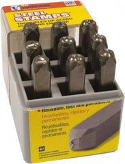 C.H. Hanson - 9 Piece, 1/16" Character Steel Stamp Set - Figures, Reverse - Exact Tool & Supply