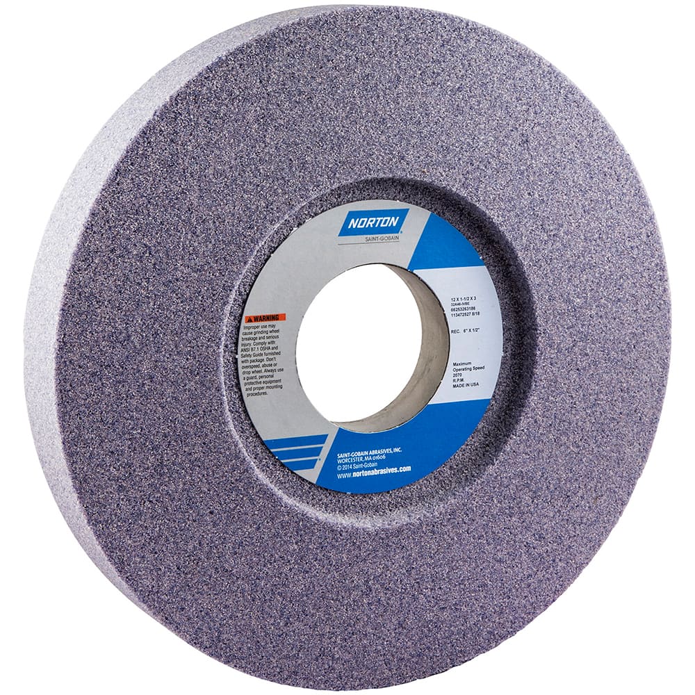 Norton - 12" Diam x 3" Hole x 1-1/2" Thick, I Hardness, 46 Grit Surface Grinding Wheel - Exact Tool & Supply