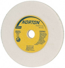 Norton - 60 Grit Aluminum Oxide Type 1 Internal Grinding Wheel - 4" Diam x 1/2" Hole x 1/4" Thick, 6,210 Max RPM, Type 1 Medium Grade, K Hardness, Vitrified Bond, One-Side Recess - Exact Tool & Supply